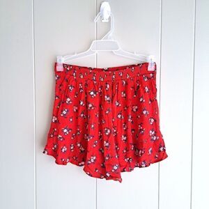 American Eagle Outfitters Sz XS Casual Shorts Red Ditsy Floral Print Flutter